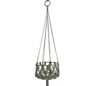 HANDMADE Green Macrame Hanging Basket